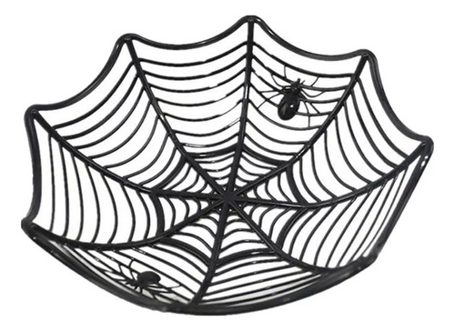 D Spider Net Candy Cesta De Plástico Telaraña Halloween P 6 Color Negro