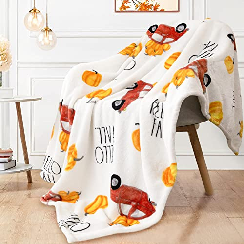 Ultra Soft Fall Throw Blanket With Cute Pumpkins And Ca...