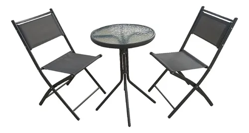 comprar Juego De Comedor Para Jardín Patio Terraza Mueble Exterior Mesa 2 Sillas Plegables Color Gris Claro KingsHouse