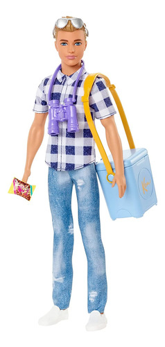 Barbie It Takes Two Ken Camping Doll Con Camisa A Cuadros, V