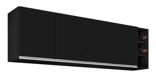 Lumil Móveis Nevada Riad armário aéreo com nicho 180cm 4 portas preto