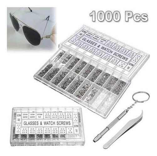 02 Kits De 1000 Parafuso Relógio Óculos Conserto Porca