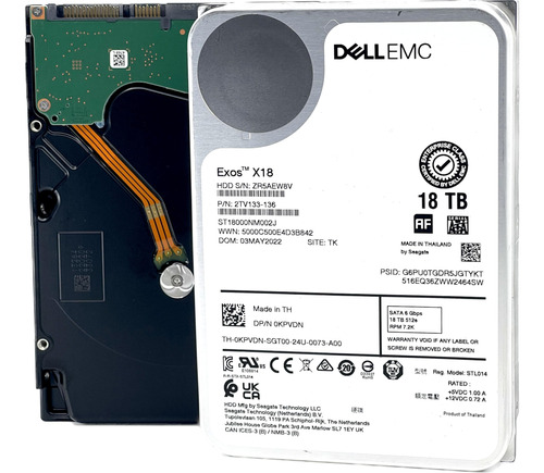 Dell Exos X18 18tb Sata 6gb/s Rpm 3.5 Pulgadas Enterprise H.