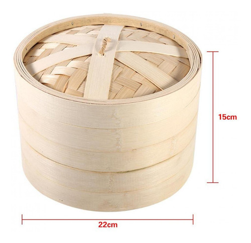 Imagen 5 de 5 de 2 Niveles Cesta De Bambú Chino Natural Arroz Cocina Alimento