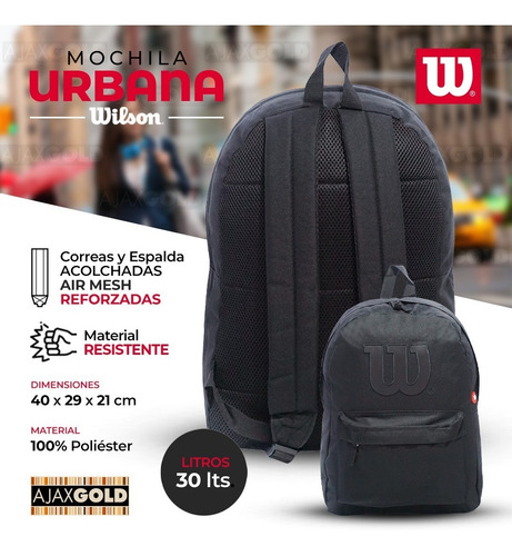 Imagen 3 de 10 de Mochila Wilson Porta Notebook Urbana Deportes Reforzada Gym