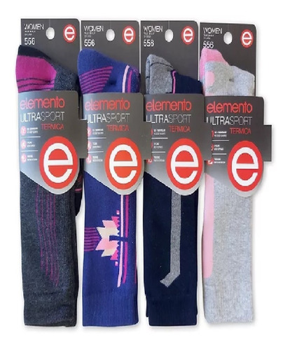 Media Térmica De Mujer  Alta Ski 3/4 Caña Elemento- Pack X 3