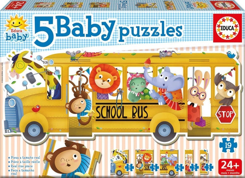 5 Baby Puzzles School Bus  Educa 18026