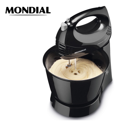 Imagem 5 de 5 de Batedeira Com Pedestal Prática Mondial Preta 127v