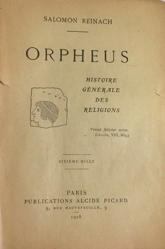 Libro Orpheus Histoire Génerale Des Religions  S. Reinach