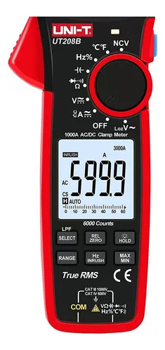 Uni-t® Ut208b® Amperimetro Tenaza 1000a Ac/dc True Rms Loz