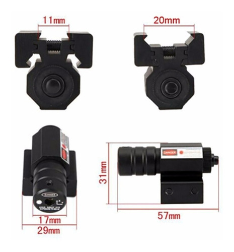 Imagen 3 de 8 de Mira Láser Mini Para Riel Picatinny 11 Y 20mm