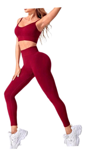 Ropa Conjunto Deportivo Yoga 2 Piezas Bordo