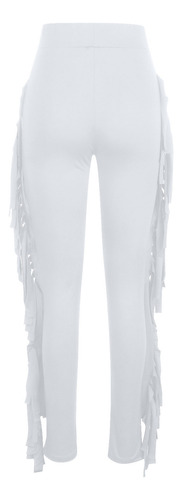 Pantalón De Vendaje Ajustado Con Flecos De Color Liso De Alt