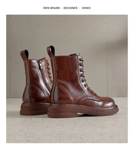 Botas Estilo Británico Botas Retro De Tubo Medio