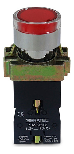 Botão Comando Impulso Iluminado Led 24vca/vcc 1nf Vermelho
