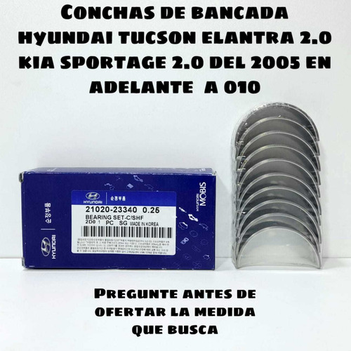 Imagen 1 de 2 de Conchas De Bancada Hyundai Tucson Elantra Xd 2.0 A 010