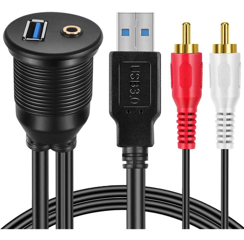 Cable 3.5mm Y Usb Hembras A Dual Rca Y Usb Machos, 3 Pies