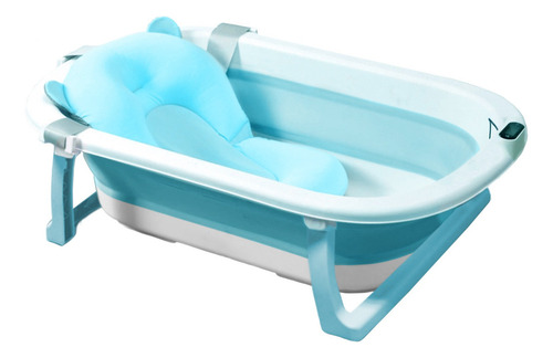 Bañera Tina De Baño Para Bebé Plegable Portátil Bazarú Color Azul Liso