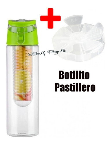 Pastillero Termo Botilito Botella Oficina Agua Portable
