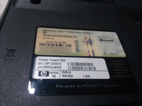 Laptop Compaq Presario F500 Para Repuesto (Usado)