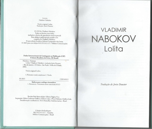 Livro Lolita, Vladimir Nabokov (Usado)
