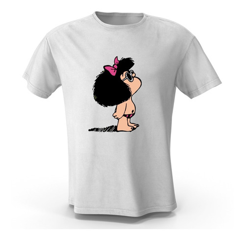 Imagen 1 de 5 de Remera Blanca Mafalda Playa Hombre Mujer Niños Modal Premum