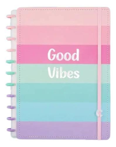 Caderno Inteligente Good Vibes By Indy Grande Cor Tons Pasteis