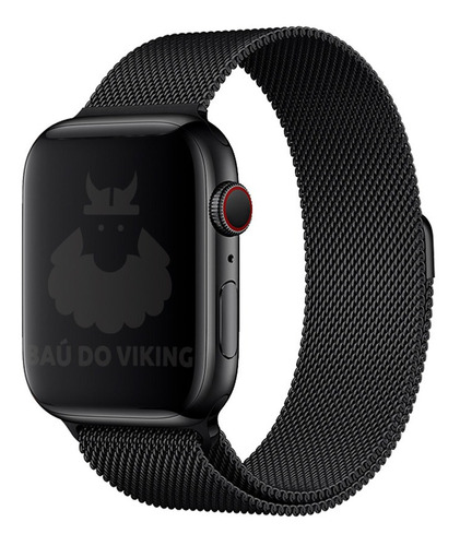 Pulseira Aço Milanês Milanese P/ Apple Watch 42mm 38mm 44mm Cor Preto Largura 40 Mm