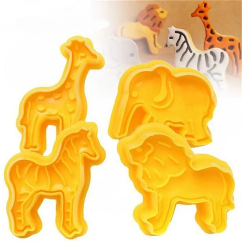 Set Cortadores Con Pulsador Para Fondant Zoo Animales