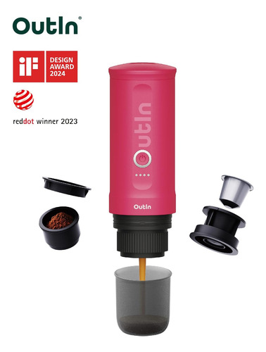 Nano Cafetera Portatil Outin, Recargable, 80ml, Rojo Carm...