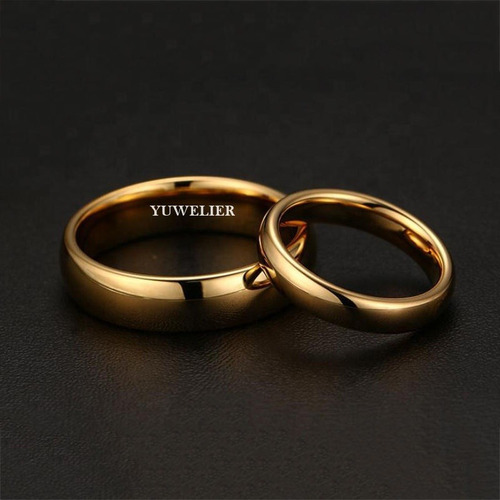 Imagen 3 de 6 de Set 2 Anillos De Tungsteno Oro 18k Pareja Boda Matrimonio