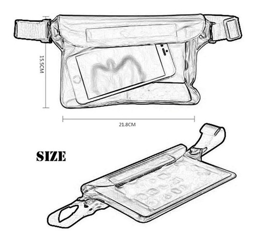 Imagen 2 de 6 de Bolsa Cangurera Contra Agua Con Correa Case Prueba Sumergible Funda Triple Sellado De Seguridad Resistente Mujer Hombre