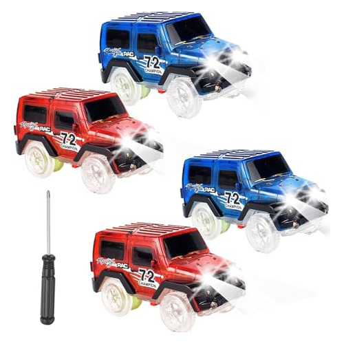 Carros Para Pistas Con Luces Led Para Niños Y Niñas (4 Pack)