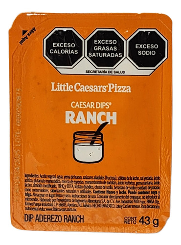 Dip Aderezo Ranch Y Buffalo Ranch 60 Piezas De 43g 30 De C/u