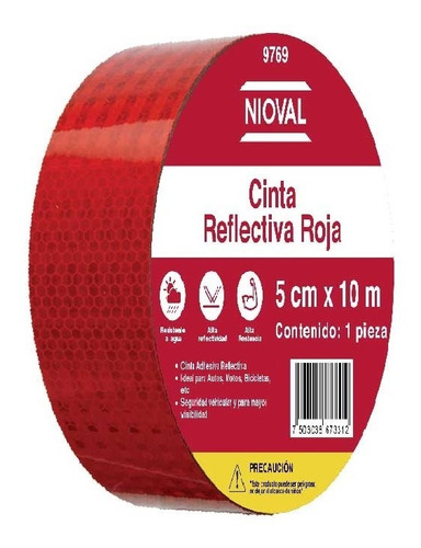 Cinta Reflejante Rojo Con Blanco Tipo Barricada Rollo 10m