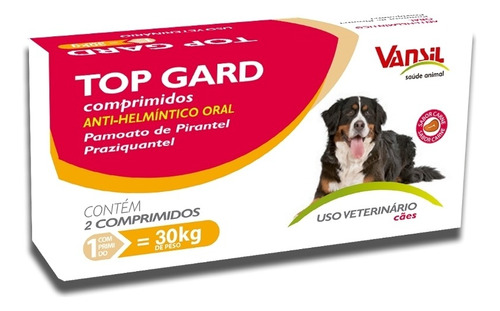 Top Gard 1980mg 30 Kg 2 Comprimidos Vansil - Vermífugo