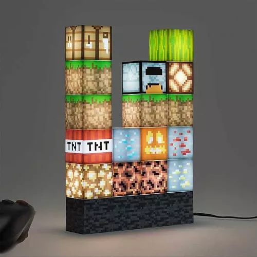 Minecraft - Lámpara de escritorio de bloque de hierba con tirador 3D de  pico, 14 pulgadas de alto