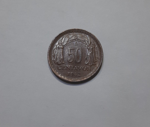Moneda Chilena De 50 Centavos Año 1942