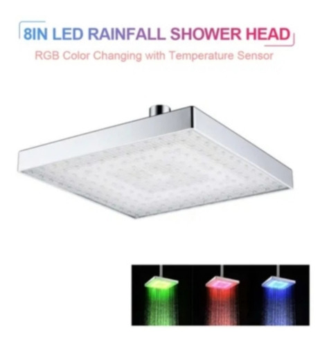 Cabezal De Ducha Led Cuadrada Sensor De Temperatura Rgb