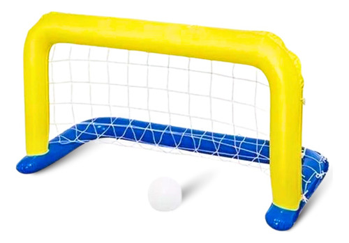 Gol Trave Futebol Inflável Bola Piscina Bestway 52123 Cor Amarelo e Azul