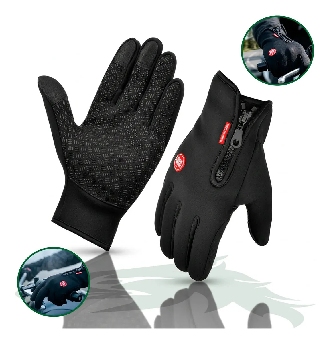 Par De Luva Motoqueiro Térmica E Impermeável Touch Screen Ideal Para Inverno Tamanho Único Pholex