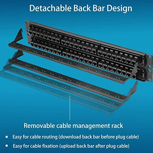 Rapink Patch Panel De 48 Puertos Cat6 Con Soporte Keystone 1