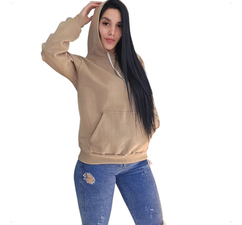 Buzo Canguro Algodón Frizado De Mujer Talle Grande Mc