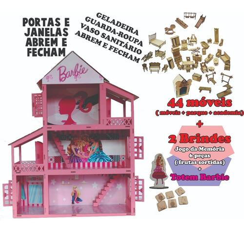 Imagem 1 de 8 de Casa Casinha De Boneca E Móveis Dia Das Crianças Mdf + Nome