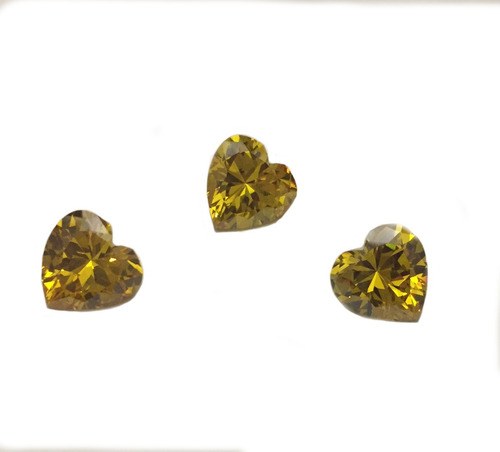 Diamante Creado Canario Corazon 8x8mm Paq 2 Envio Gratis 