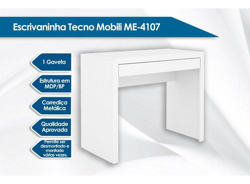 Mesa De Computador Me4107 C/ 1 Gaveta Branco - Tecno Mobili