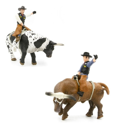 Rodeo Toys Playset  2 Bucking Bulls And Riders Bull Riding T