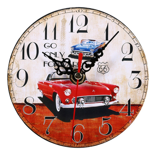 Reloj Redondo De Madera Azul #2 12, Creativo, Antiguo, Vinta