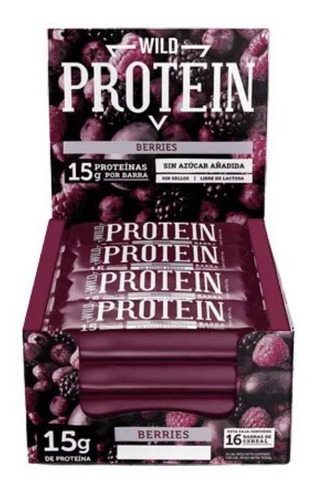 Imagen 1 de 1 de Suplemento en barra Wild Foods  Wild Protein proteína sabor berries en caja de 720g 16 un