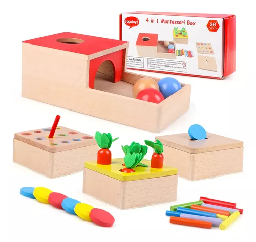  Juguetes Montessori para regalos de bebé de 1 año, caja de kit  de juego incluye juegos de cosecha de zanahorias, caja de monedas para  bebés, juguetes de habilidades motoras finas y